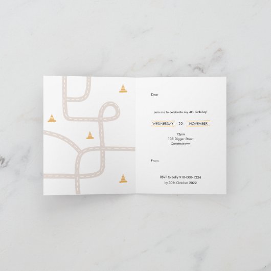 Uitnodiging voor constructie verjaardagsfeestje (Binnen)