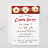 Uitnodiging voor Cookie Swap met rode geruite Thum (Voorkant)
