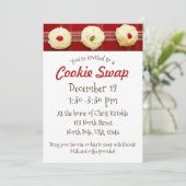 Uitnodiging voor Cookie Swap met rode geruite Thum (Staand voorkant)
