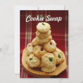 Uitnodiging voor Cookie Swap met rode geruite Thum (Achterkant)