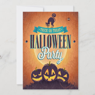 Uitnodiging voor Cool Retro Halloween Fun Grunge P