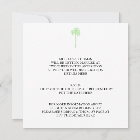 uitnodiging voor Corfu Wedding (Achterkant)