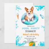 Uitnodiging voor Corgi zwembadfeestje (Voorkant / Achterkant)