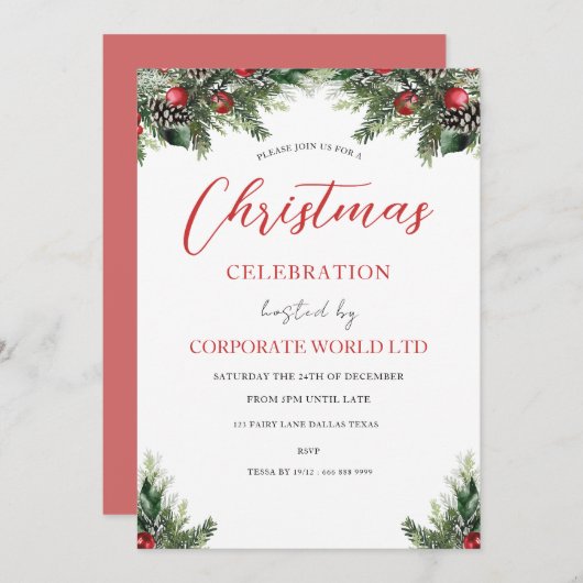 Uitnodiging voor Corporate Christmas Party (Voorkant / Achterkant)