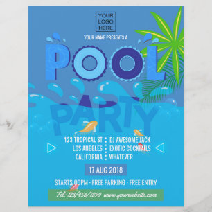 Uitnodiging voor Corporate/Club Zomer Zwembad Fees Flyer