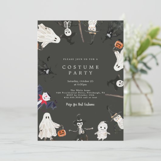 Uitnodiging voor Costume-partij Halloween (Staand voorkant)