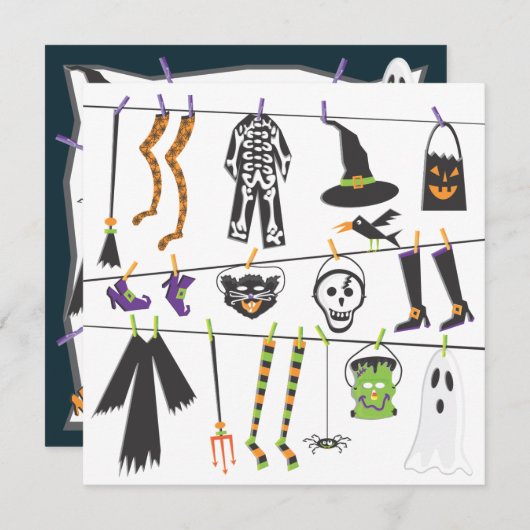 Uitnodiging voor Costume-partij Halloween (Voorkant / Achterkant)