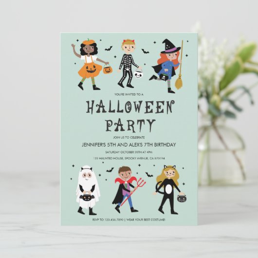 Uitnodiging voor Costume-partij Halloween (Staand voorkant)