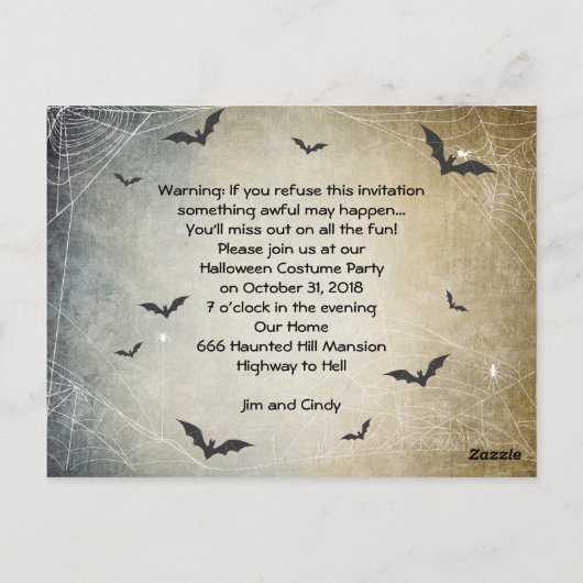 Uitnodiging voor Costume-partij Halloween (Achterkant)