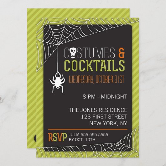 Uitnodiging voor Costume-partij Halloween (Voorkant / Achterkant)