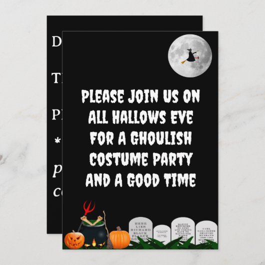 Uitnodiging voor Costume-partij Halloween (Voorkant / Achterkant)