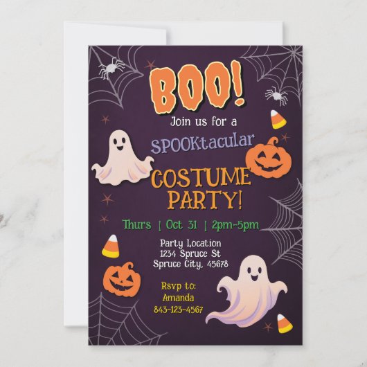 Uitnodiging voor Costume-partij Halloween (Voorkant)