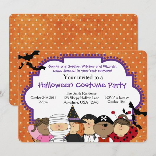 Uitnodiging voor Costume-partij Halloween (Voorkant / Achterkant)