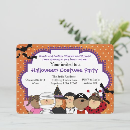 Uitnodiging voor Costume-partij Halloween (Staand voorkant)
