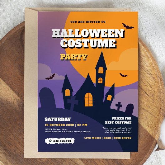 Uitnodiging voor Costume-partij Halloween