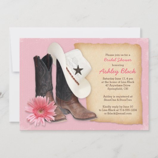 Uitnodiging voor Country Bridal Shower | Cowboy Co (Voorkant)