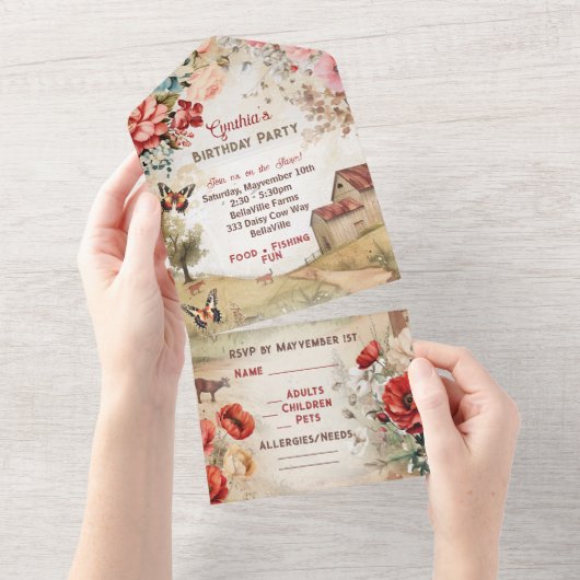 Uitnodiging voor Country Farm-feestje (Afscheurbaar)
