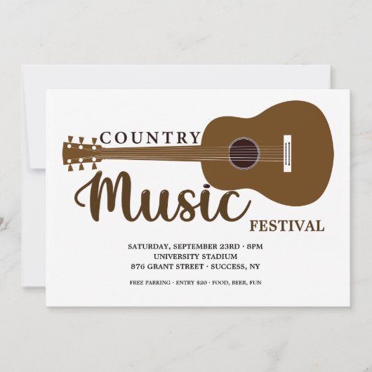Uitnodiging voor Country Music Festival (Voorkant)