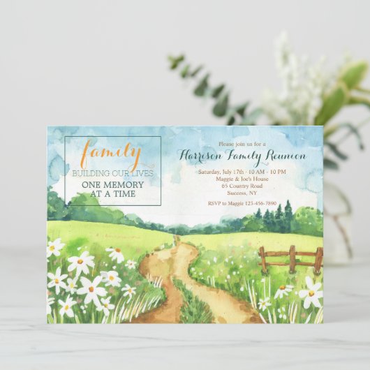Uitnodiging voor Country Road Family Reunion (Staand voorkant)