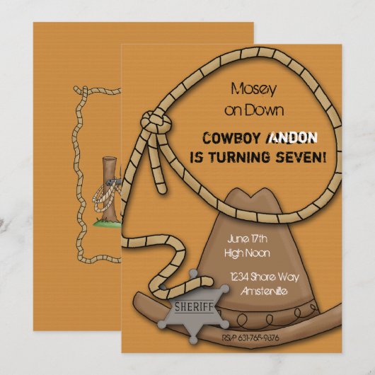 Uitnodiging voor cowboy Gear (Voorkant / Achterkant)