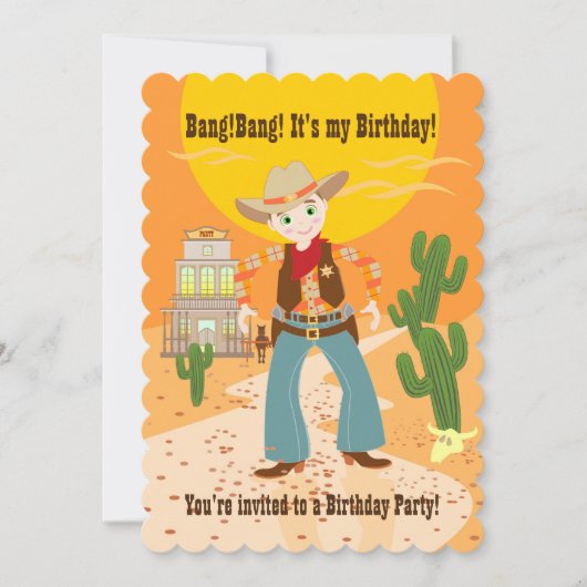 Uitnodiging voor cowboy kind (Voorkant)