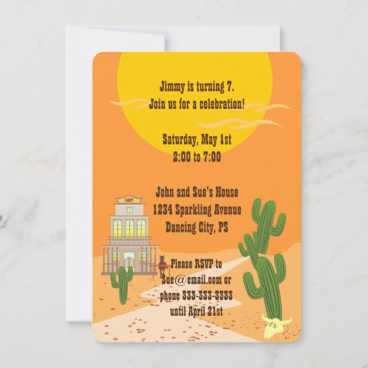 Uitnodiging voor cowboy kind (Achterkant)