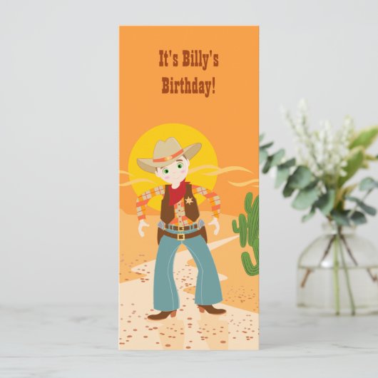 Uitnodiging voor cowboy kind (Staand voorkant)