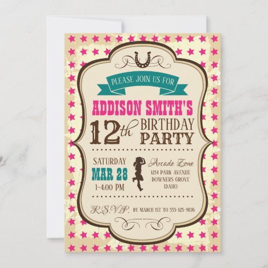 uitnodiging voor Cowgirl Birthday (Voorkant)