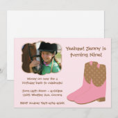 uitnodiging voor Cowgirl Birthday (Voorkant / Achterkant)