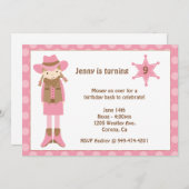 uitnodiging voor Cowgirl Birthday (Voorkant / Achterkant)