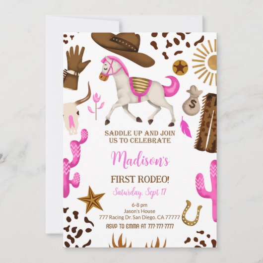 uitnodiging voor Cowgirl Birthday (Voorkant)