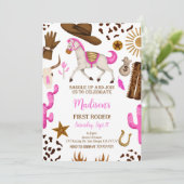 uitnodiging voor Cowgirl Birthday (Staand voorkant)