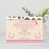 uitnodiging voor Cowgirl Birthday (Staand voorkant)