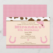 uitnodiging voor Cowgirl Birthday (Voorkant / Achterkant)