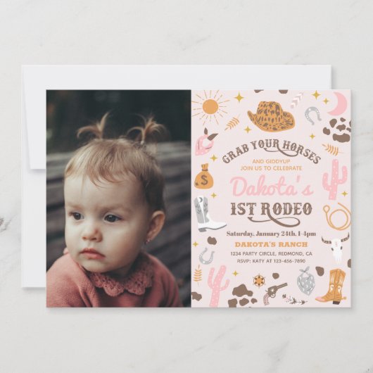 uitnodiging voor Cowgirl Birthday | 1e uitnodiging (Voorkant)