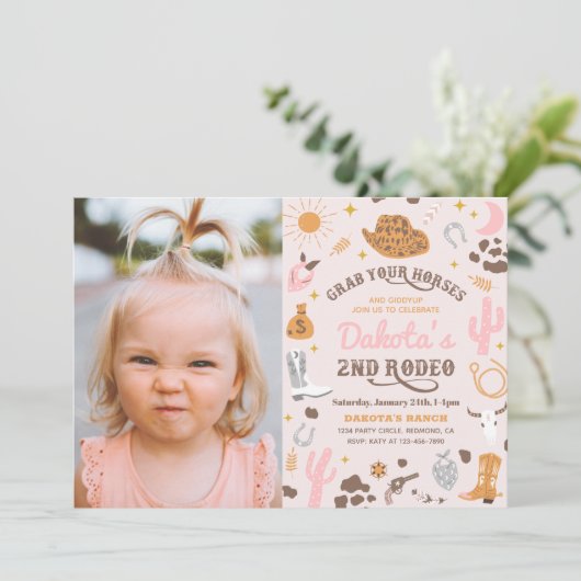 uitnodiging voor Cowgirl Birthday | 2e uitnodiging (Staand voorkant)