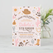 uitnodiging voor Cowgirl Birthday | 5e uitnodiging (Staand voorkant)