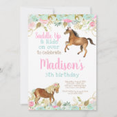 uitnodiging voor Cowgirl Horse Birthday (Voorkant)
