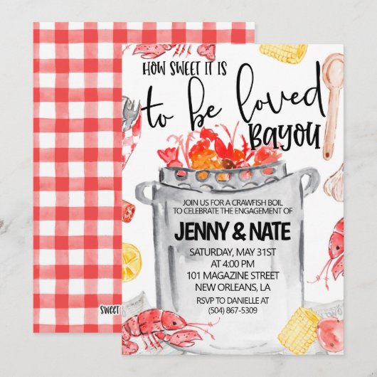 Uitnodiging voor Crawfish Kook Engagement Feest (Voorkant / Achterkant)