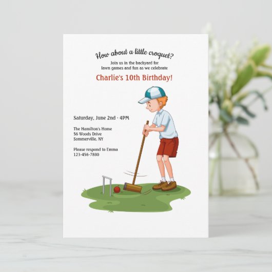 Uitnodiging voor croquet player (Staand voorkant)