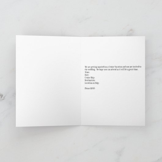 Uitnodiging voor cruise Wedding (Binnen)