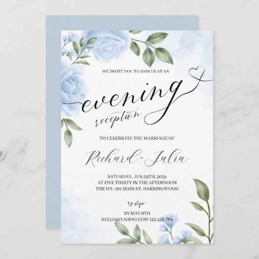 Uitnodiging voor CRYSTAL avond bruiloftsreceptie f (Voorkant / Achterkant)