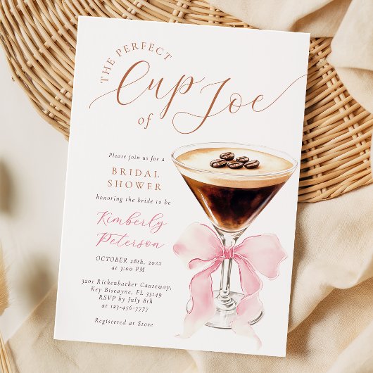 Uitnodiging voor Cup of Joe Coquette Bruidsfeest