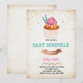Uitnodiging voor cupcake-baby-sprinkle-feestje (Voorkant / Achterkant)