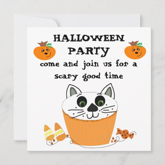 Uitnodiging voor Cupcake Halloween Feestje (Voorkant)