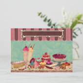 Uitnodiging voor Cupcake & Ice Cream Party (Staand voorkant)