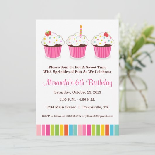 Uitnodiging voor Cupcake Party (Staand voorkant)