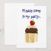 Uitnodiging voor Cupcake Party (Voorkant / Achterkant)