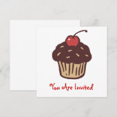 Uitnodiging voor Cupcake Party (Voorkant / Achterkant)