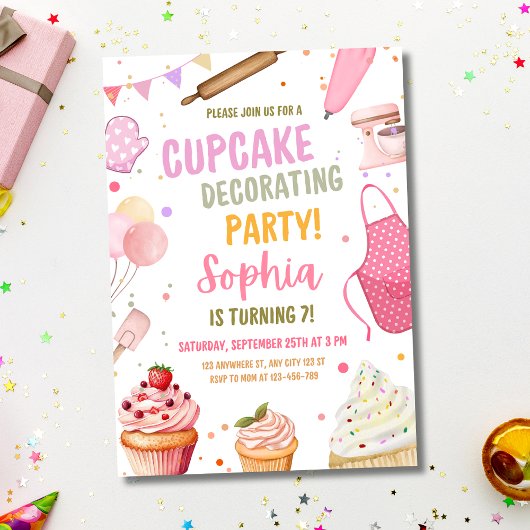 Uitnodiging voor Cupcake Versierfeest, Verjaardags